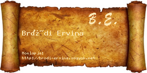 Bródi Ervina névjegykártya